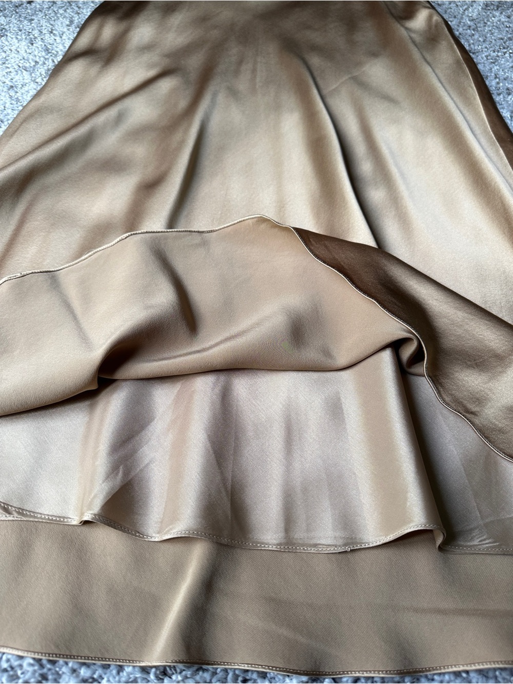Lauren Ralph Lauren Champagne Gold Silk Satin A-Line Skirt - Picture 5 of 7